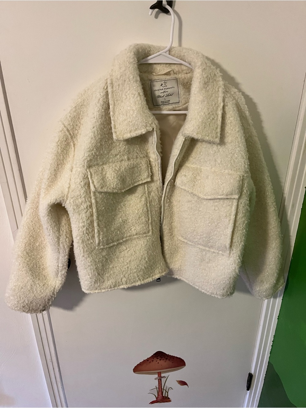 Love for Humanity Black Label Cream Teddy Sherpa Jacket